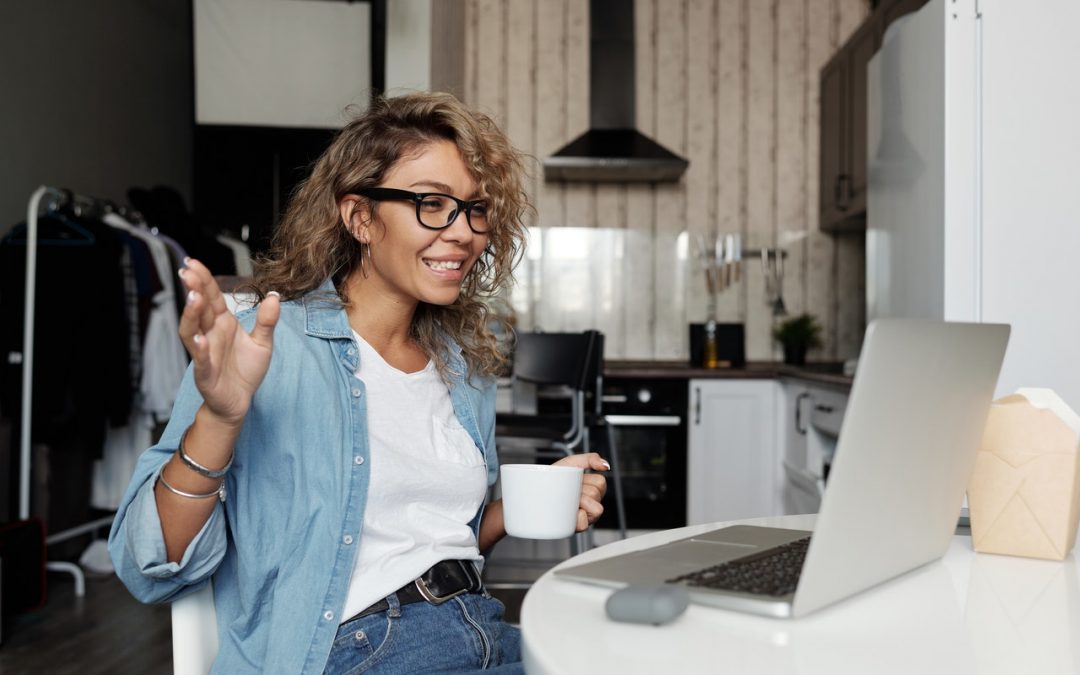 Woman having a conversation on a video call