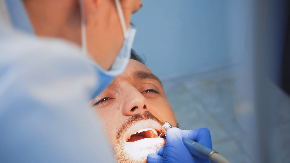 nervous man at the dentist