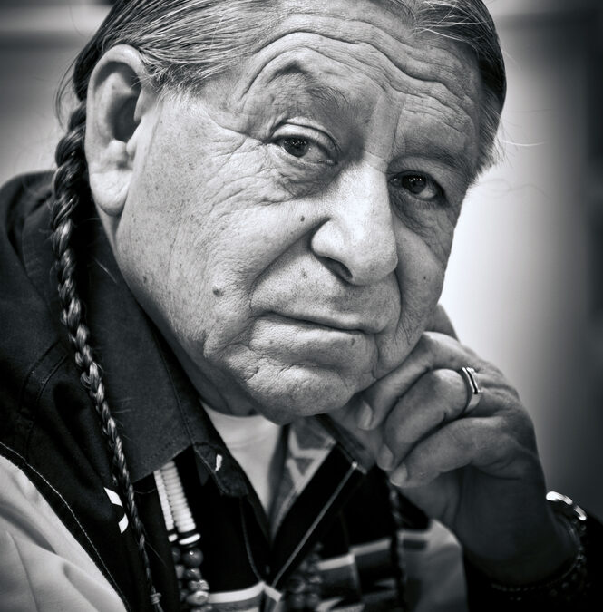 Native American man in black and white