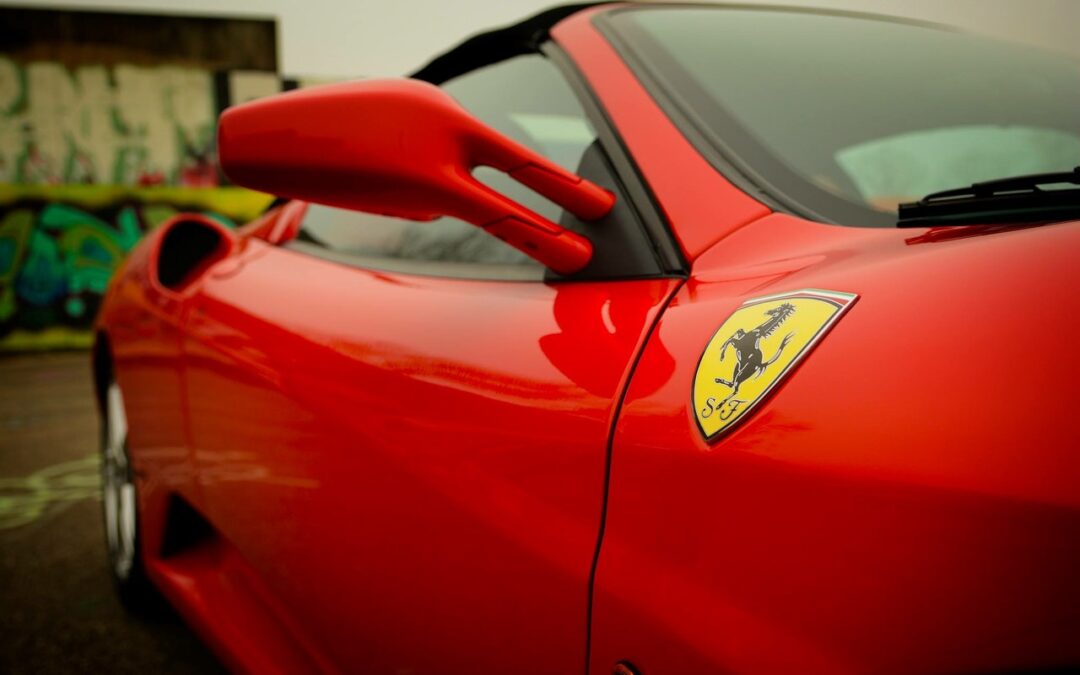 Close up of a red Ferrari