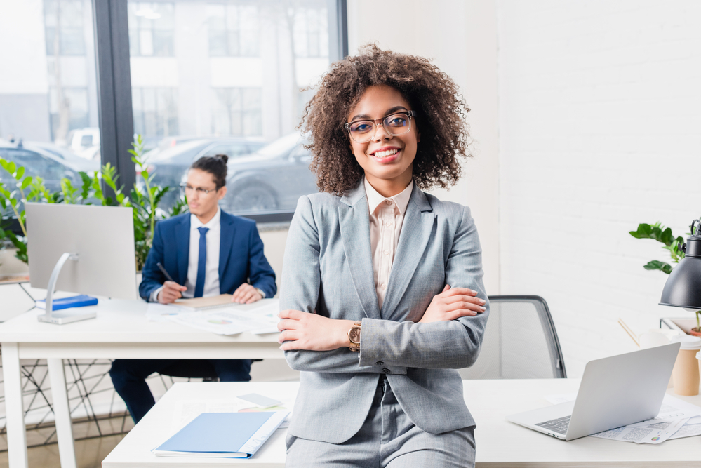 Woman business owner smiling